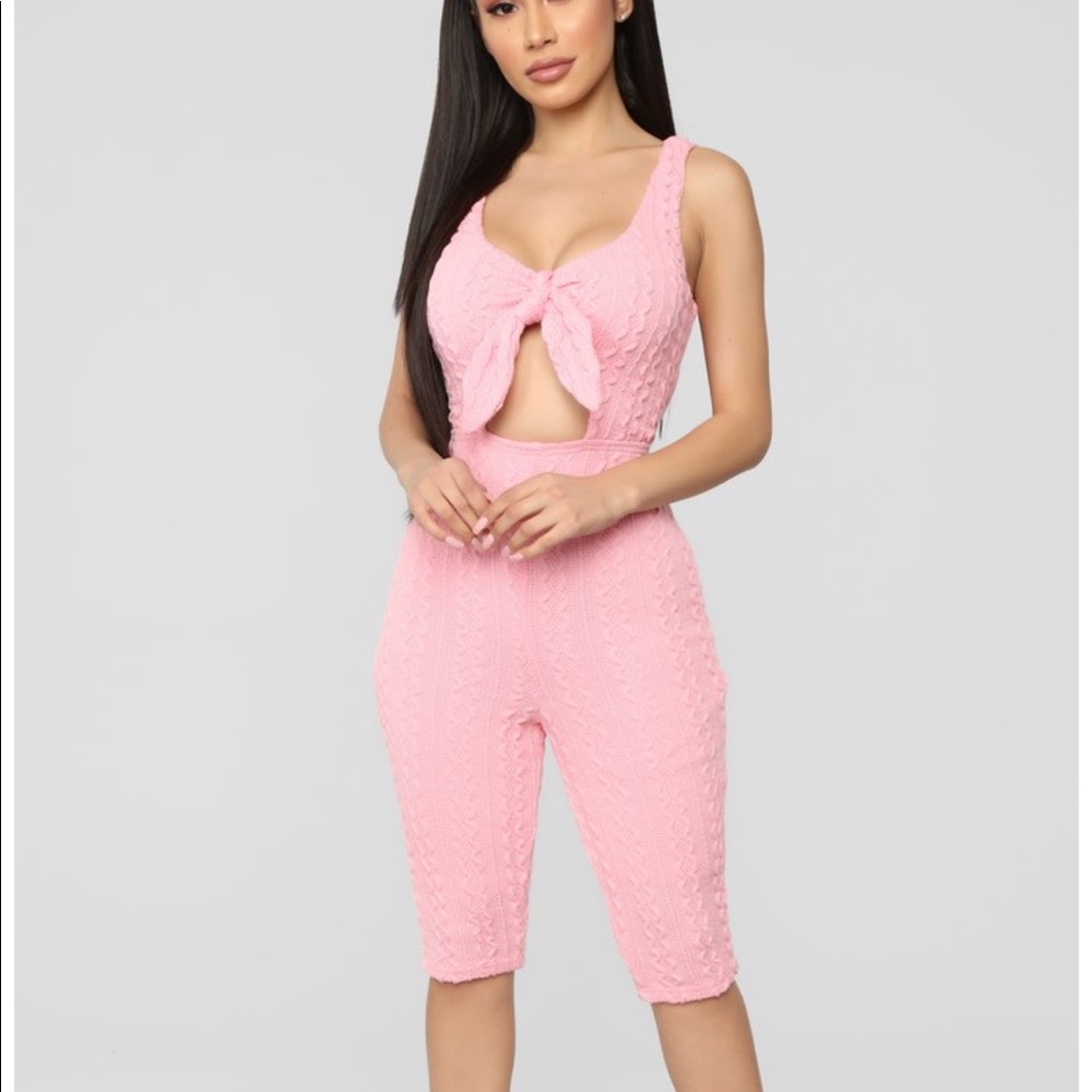 Fashion nova just warming up pink sweater romper